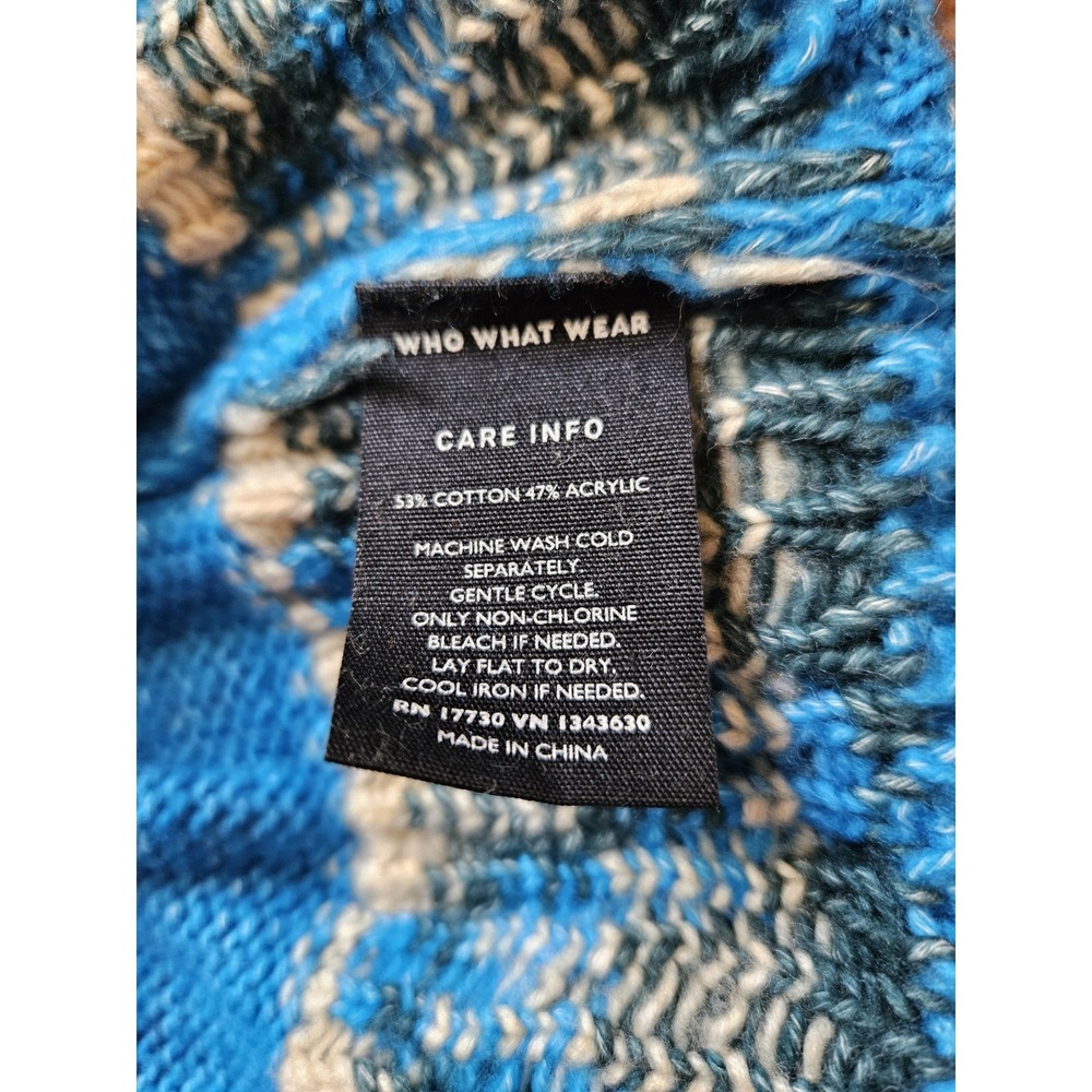 Who What Wear Turquoise and Black Fair Isle Knit Sweater Mock Neck, Plus 4X - Picture 7 of 7